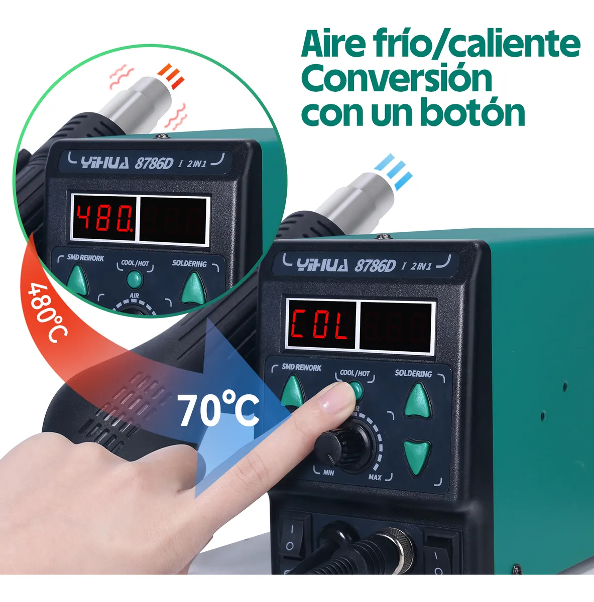 Estación Cautín Yihua Pistola Calor Soldador Eléctrico 2en1